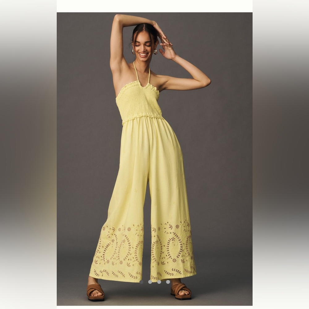 Anthropologie strapless eyelet jumpsuit NWT